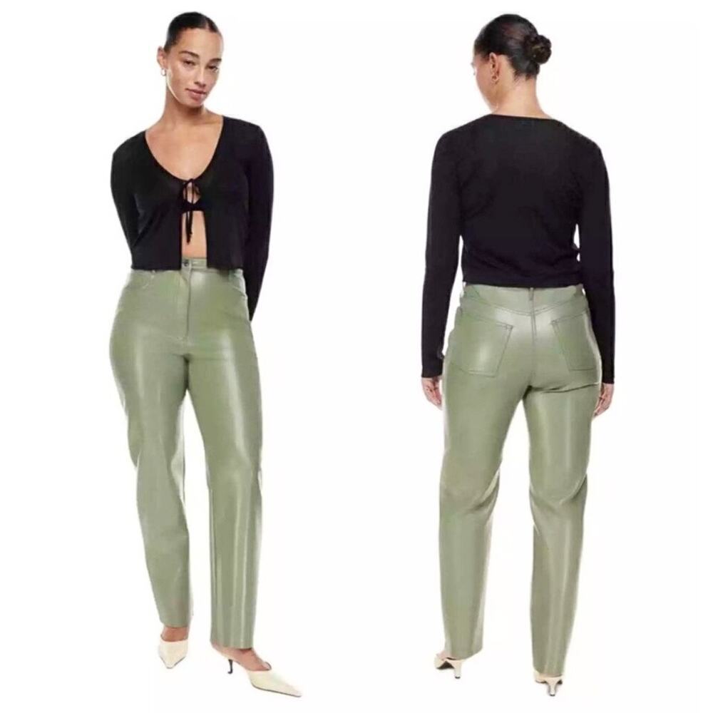 Aritza Wilfred The Melina Faux Leather Pant High Waisted Size 16 Green